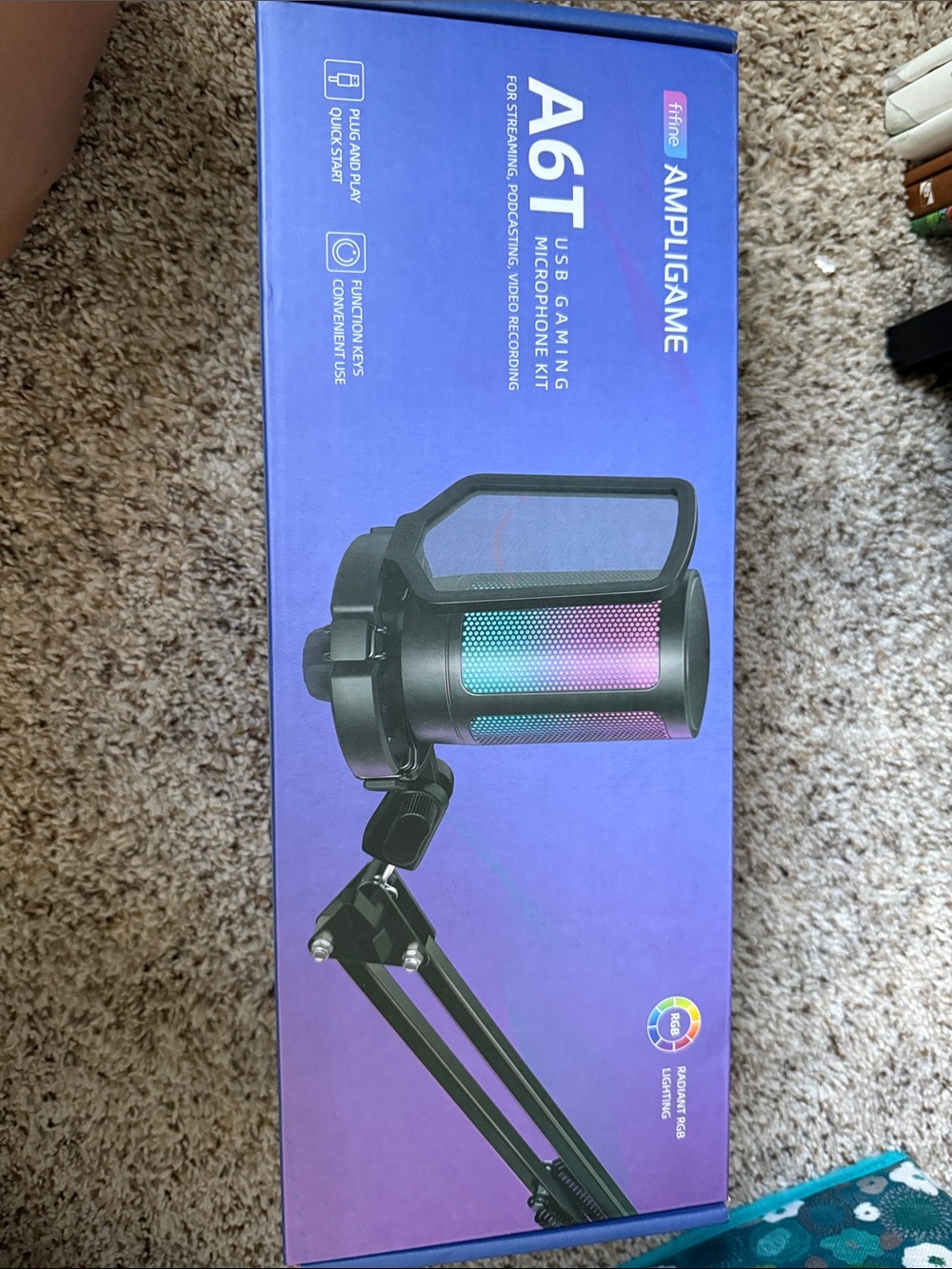 A6T USB Gaming Microphone - Black with RGB
